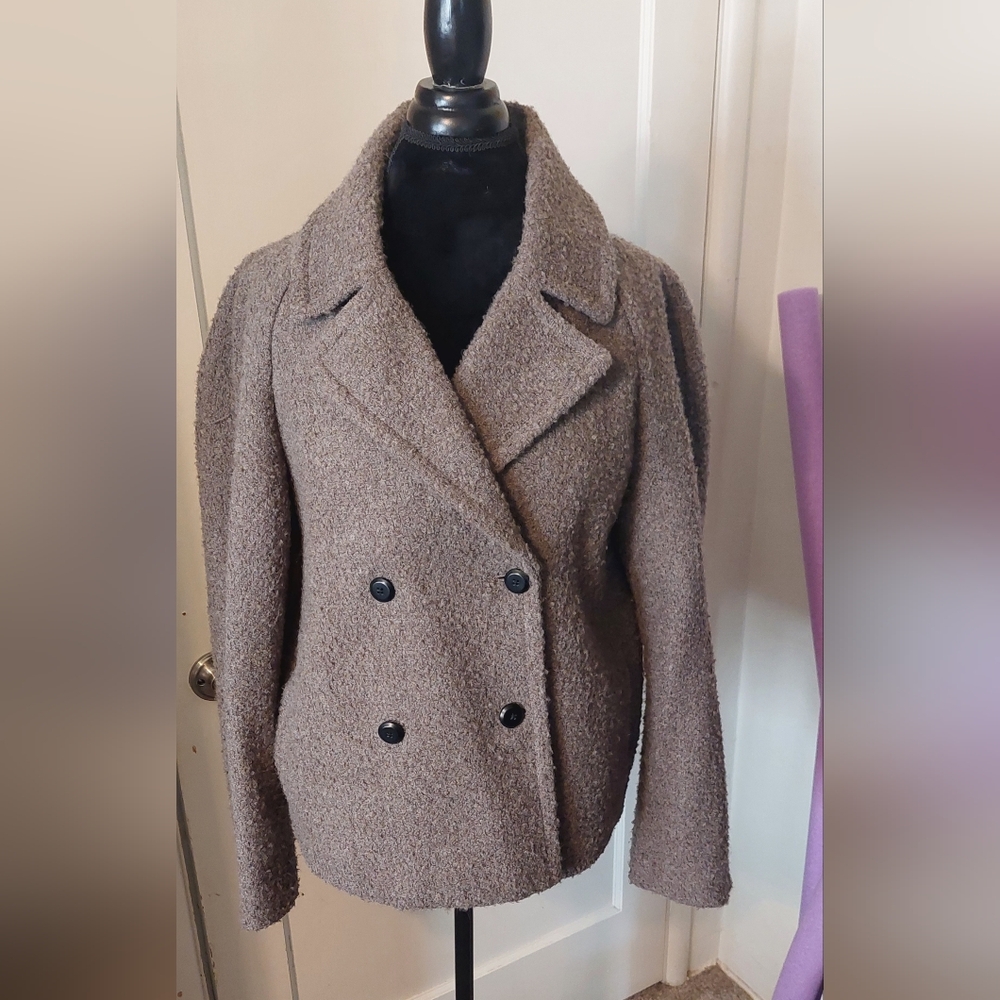GAP Women's Textured Brown Pea Coat